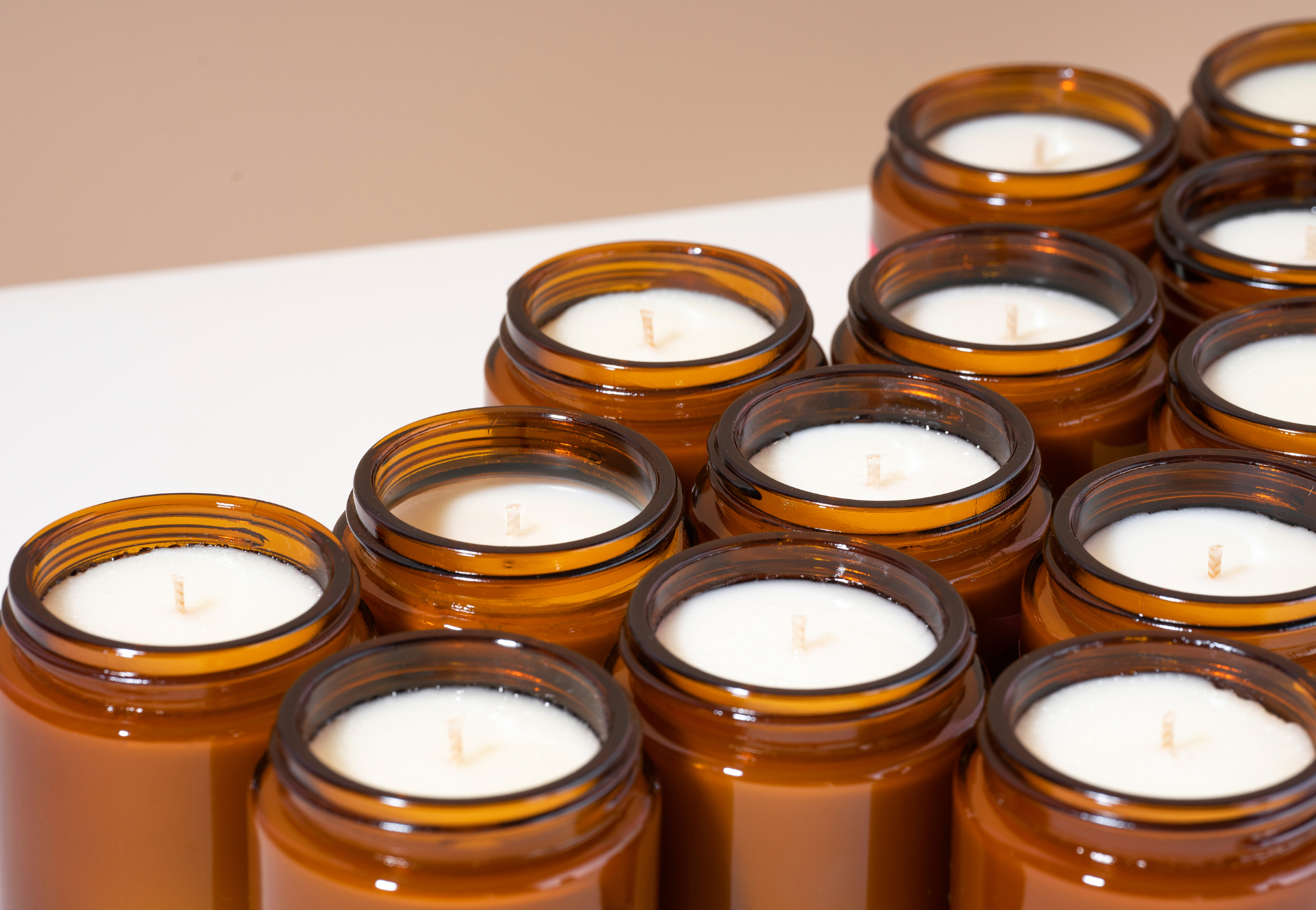 Hand-poured amber soy candles in small batches